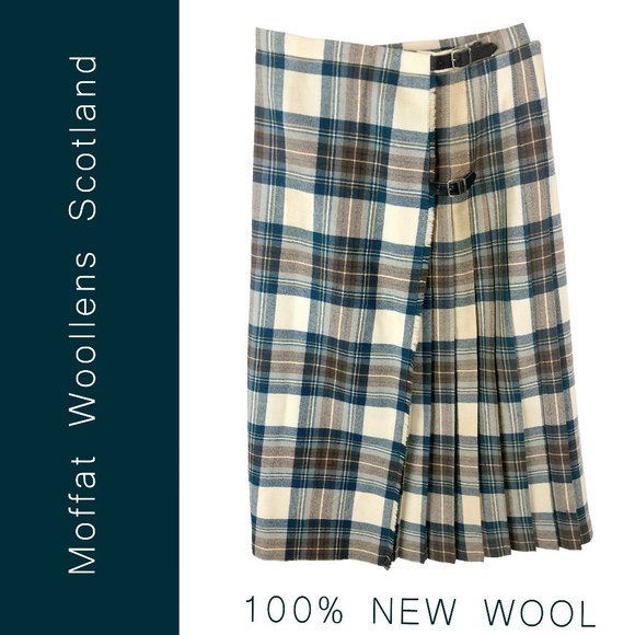 Woman's Kilt Moffat Woollens Made in Scotland 100% new wool, stone house tartan - Picture 1 of 4